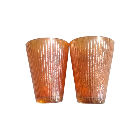 ⏳️Vintage⏳️ CARNIVAL JEANNETTE  TREE BARK Marigold Set Juice Glasses - Picture 2 of 6